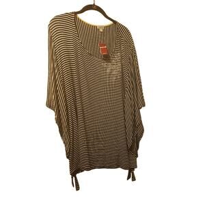 Avenue Shirt Women's 26/28 Batwing Striped Blue White Nautical NWT Short Sleeve